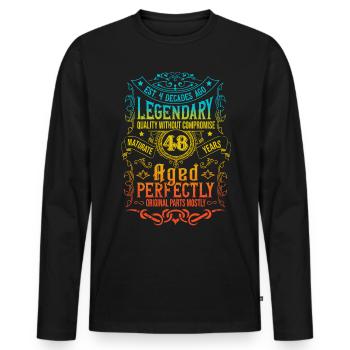 Vintage Légendaire - Vieilli parfaitement 48ème anniversaire - T-shirt manches longues Premium bio Homme - noir - Devant - Nico (187cm)