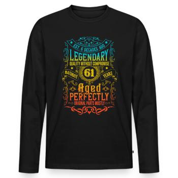 Vintage Légendaire - Vieilli parfaitement 61ème anniversaire - T-shirt manches longues Premium bio Homme - noir - Devant - Nico (187cm)