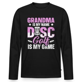 Grandma Is My Name Disc Golf Is My Game für Oma - Männer Premium Bio Langarmshirt - Schwarz - Vorne - Nico (187cm)