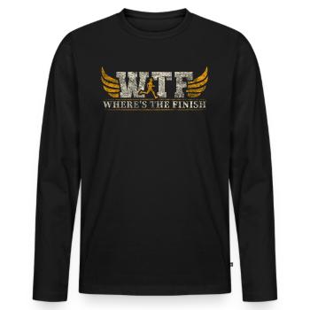 WTF - Où est le coureur de marathon amusant d’arrivée - T-shirt manches longues Premium bio Homme - noir - Devant - Nico (187cm)