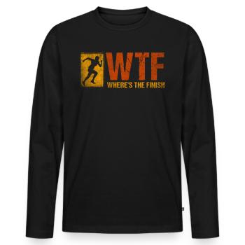 WTF - Où est le coureur de marathon amusant d’arrivée - T-shirt manches longues Premium bio Homme - noir - Devant - Nico (187cm)