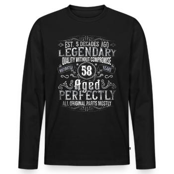 Legendär 58 Jahre alt Geschenk zum 58. Geburtstag - Männer Premium Bio Langarmshirt - Schwarz - Vorne - Nico (187cm)