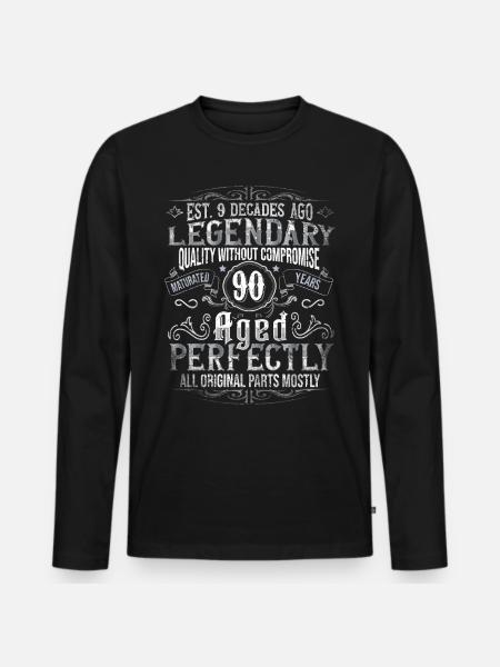 Legendär 90 Jahre alt Geschenk zum 90. Geburtstag - Premium økologisk langærmet T-shirt til mænd - sort