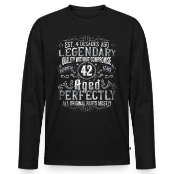 Legendary 42 years old gift for the 42nd birthday - Men's Premium Organic Long Sleeve Shirt - black - Front - Nico (187cm)