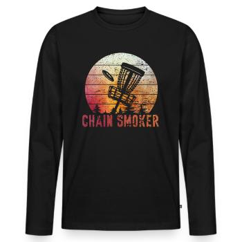 Retro Sunset Chain Smoker Disc Golf - T-shirt manches longues Premium bio Homme - noir - Devant - Nico (187cm)