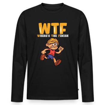 WTF - Où est le coureur de marathon amusant d’arrivée - T-shirt manches longues Premium bio Homme - noir - Devant - Nico (187cm)