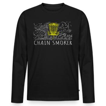 Retro Sunset Chain Smoker Disc Golf - T-shirt manches longues Premium bio Homme - noir - Devant - Nico (187cm)