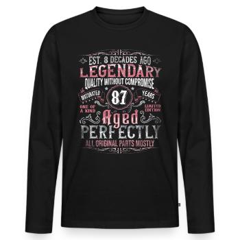Vintage 87 Aged Perfectly Women on 87th Birthday - Men's Premium Organic Long Sleeve Shirt - black - Front - Nico (187cm)