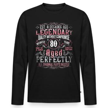Vintage 80 Aged Perfectly Women on their 80th Birthday - Men's Premium Organic Long Sleeve Shirt - black - Front - Nico (187cm)