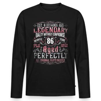 Vintage 86 Aged Perfectly Women on 86th Birthday - Men's Premium Organic Long Sleeve Shirt - black - Front - Nico (187cm)