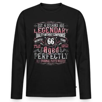 Vintage 66 Aged Perfectly Women on 66th Birthday - Men's Premium Organic Long Sleeve Shirt - black - Front - Nico (187cm)