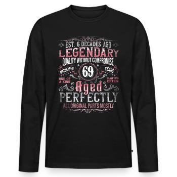 Vintage 69 Aged Perfectly Women à l’occasion de leur 69e anniversaire - T-shirt manches longues Premium bio Homme - noir - Devant - Nico (187cm)