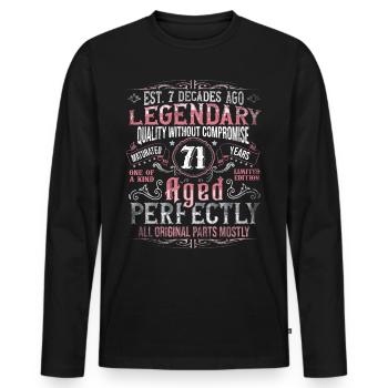 Vintage 71 Aged Perfectly Women on their 71st Birthday - Men's Premium Organic Long Sleeve Shirt - black - Front - Nico (187cm)