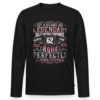Vintage 62 Aged Perfectly Women on 62nd Birthday - Men's Premium Organic Long Sleeve Shirt - black - Front - Nico (187cm)