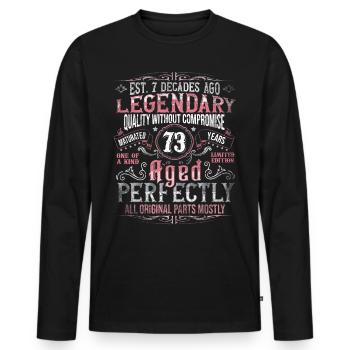 Vintage 73 Aged Perfectly Women on 73rd Birthday - Men's Premium Organic Long Sleeve Shirt - black - Front - Nico (187cm)
