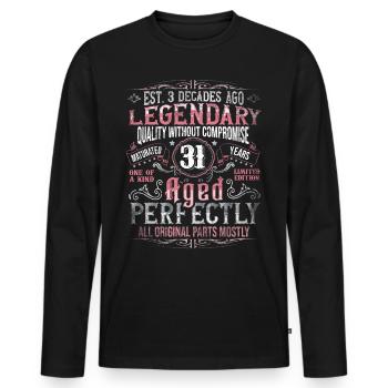 Vintage 31 Aged Perfectly Women on 31st Birthday - Men's Premium Organic Long Sleeve Shirt - black - Front - Nico (187cm)