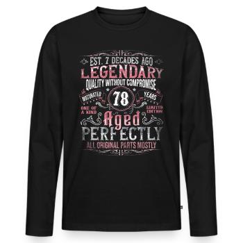 Vintage 78 Aged Perfectly Women on 78th Birthday - Men's Premium Organic Long Sleeve Shirt - black - Front - Nico (187cm)