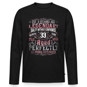 Vintage 33 Aged Perfectly Women on 33rd Birthday - Men's Premium Organic Long Sleeve Shirt - black - Front - Nico (187cm)