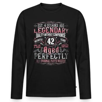 Vintage 42 Aged Perfectly Women on 42nd Birthday - Men's Premium Organic Long Sleeve Shirt - black - Front - Nico (187cm)