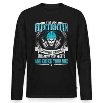 Fully Qualified To Remove Your Shorts Elektriker - Männer Premium Bio Langarmshirt - Schwarz - Vorne - Nico (187cm)