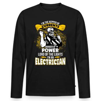 Im The Keeper Of Current Elektriker - Männer Premium Bio Langarmshirt - Schwarz - Vorne - Nico (187cm)
