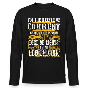Im The Keeper Of Current Elektriker - Männer Premium Bio Langarmshirt - Schwarz - Vorne - Nico (187cm)