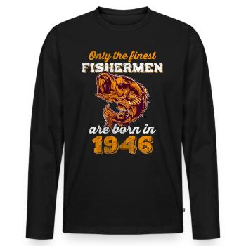 Legendär 76 Jahre alt Geschenk zum 76. Geburtstag - Männer Premium Bio Langarmshirt - Schwarz - Vorne - Nico (187cm)