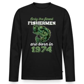 Legendary 48 years old gift for the 48th birthday - Men's Premium Organic Long Sleeve Shirt - black - Front - Nico (187cm)