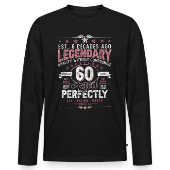 Vintage 60 Aged Perfectly Women on their 60th Birthday - Men's Premium Organic Long Sleeve Shirt - black - Front - Nico (187cm)