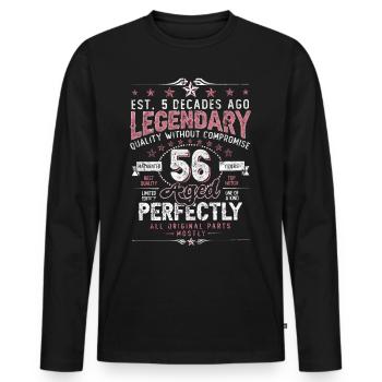 Vintage 56 Aged Perfectly Women on 56th Birthday - Men's Premium Organic Long Sleeve Shirt - black - Front - Nico (187cm)