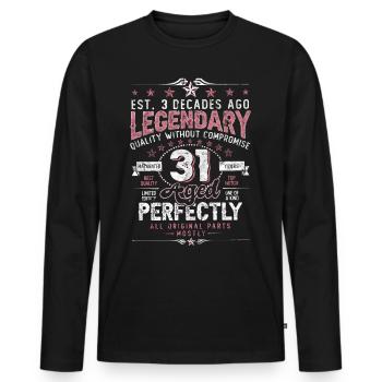Vintage 31 Aged Perfectly Women on 31st Birthday - Men's Premium Organic Long Sleeve Shirt - black - Front - Nico (187cm)