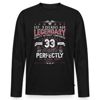 Vintage 33 Aged Perfectly Women on 33rd Birthday - Men's Premium Organic Long Sleeve Shirt - black - Front - Nico (187cm)