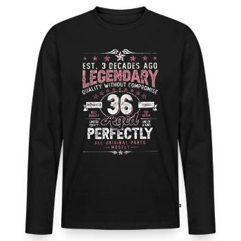 Vintage 36 Aged Perfectly Women on 36th Birthday - Men's Premium Organic Long Sleeve Shirt - black - Front - Nico (187cm)