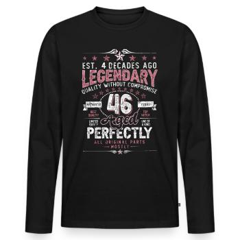 Vintage 46 Aged Perfectly Women on 46th Birthday - Men's Premium Organic Long Sleeve Shirt - black - Front - Nico (187cm)