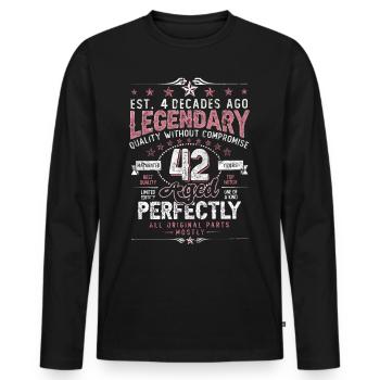 Vintage 42 Aged Perfectly Women on 42nd Birthday - Men's Premium Organic Long Sleeve Shirt - black - Front - Nico (187cm)