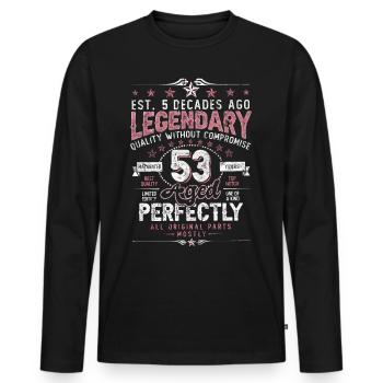 Vintage 53 Aged Perfectly Women on 53rd Birthday - Men's Premium Organic Long Sleeve Shirt - black - Front - Nico (187cm)
