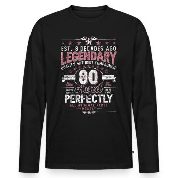 Vintage 80 Aged Perfectly Women on their 80th Birthday - Men's Premium Organic Long Sleeve Shirt - black - Front - Nico (187cm)