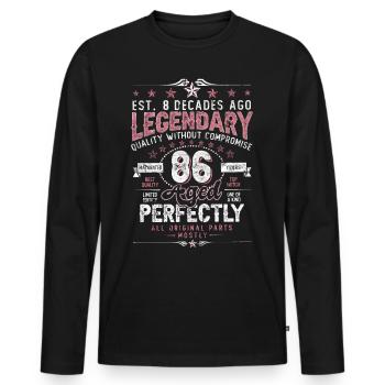 Vintage 86 Aged Perfectly Women on 86th Birthday - Men's Premium Organic Long Sleeve Shirt - black - Front - Nico (187cm)