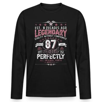 Vintage 87 Aged Perfectly Women on 87th Birthday - Men's Premium Organic Long Sleeve Shirt - black - Front - Nico (187cm)