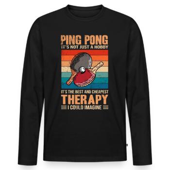 Ping Pong - La meilleure et la moins chère thérapie rétro - T-shirt manches longues Premium bio Homme - noir - Devant - Nico (187cm)