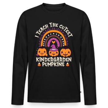 Halloween I Teach The Cutest Children's Garden Pumpkins - Men's Premium Organic Long Sleeve Shirt - black - Front - Nico (187cm)