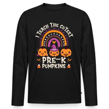 Halloween I Teach The Cutest Pre-K Pumpkins - Men's Premium Organic Long Sleeve Shirt - black - Front - Nico (187cm)