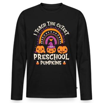 Halloween I Teach The Cutest Preschool Pumpkins - Men's Premium Organic Long Sleeve Shirt - black - Front - Nico (187cm)