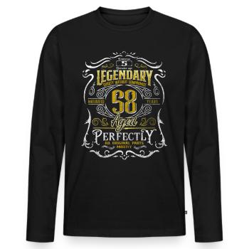 Legendary 58 Year Old Aged Perfectly 58th Birthday - Men's Premium Organic Long Sleeve Shirt - black - Front - Nico (187cm)