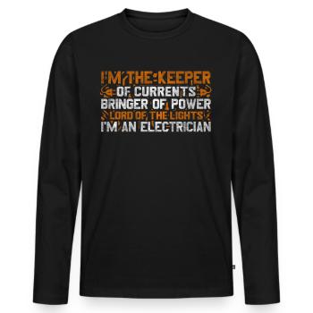 Im The Keeper Of Current Elektriker - Männer Premium Bio Langarmshirt - Schwarz - Vorne - Nico (187cm)