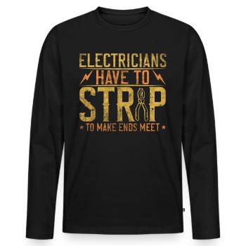 Electricians Strip To Make Ends Meet Elektriker - Men's Premium Organic Long Sleeve Shirt - black - Front - Nico (187cm)