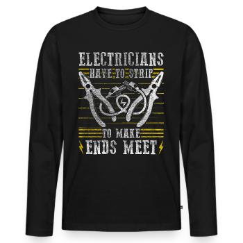 Electricians Strip To Make Ends Meet Elektriker - Men's Premium Organic Long Sleeve Shirt - black - Front - Nico (187cm)