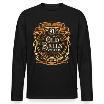 91 years The Old Balls Club 91st birthday - Men's Premium Organic Long Sleeve Shirt - black - Front - Nico (187cm)