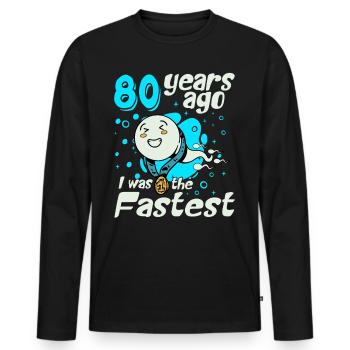 Il y a 80 ans, j’étais le 80e anniversaire le plus rapide - T-shirt manches longues Premium bio Homme - noir - Devant - Nico (187cm)