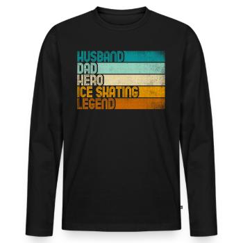 Retro Husband Dad Hero Ice Skating Legend - Männer Premium Bio Langarmshirt - Schwarz - Vorne - Nico (187cm)